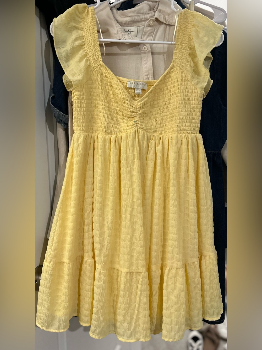 Sunshine Smocked Mini Dress with Flutter Sleeves